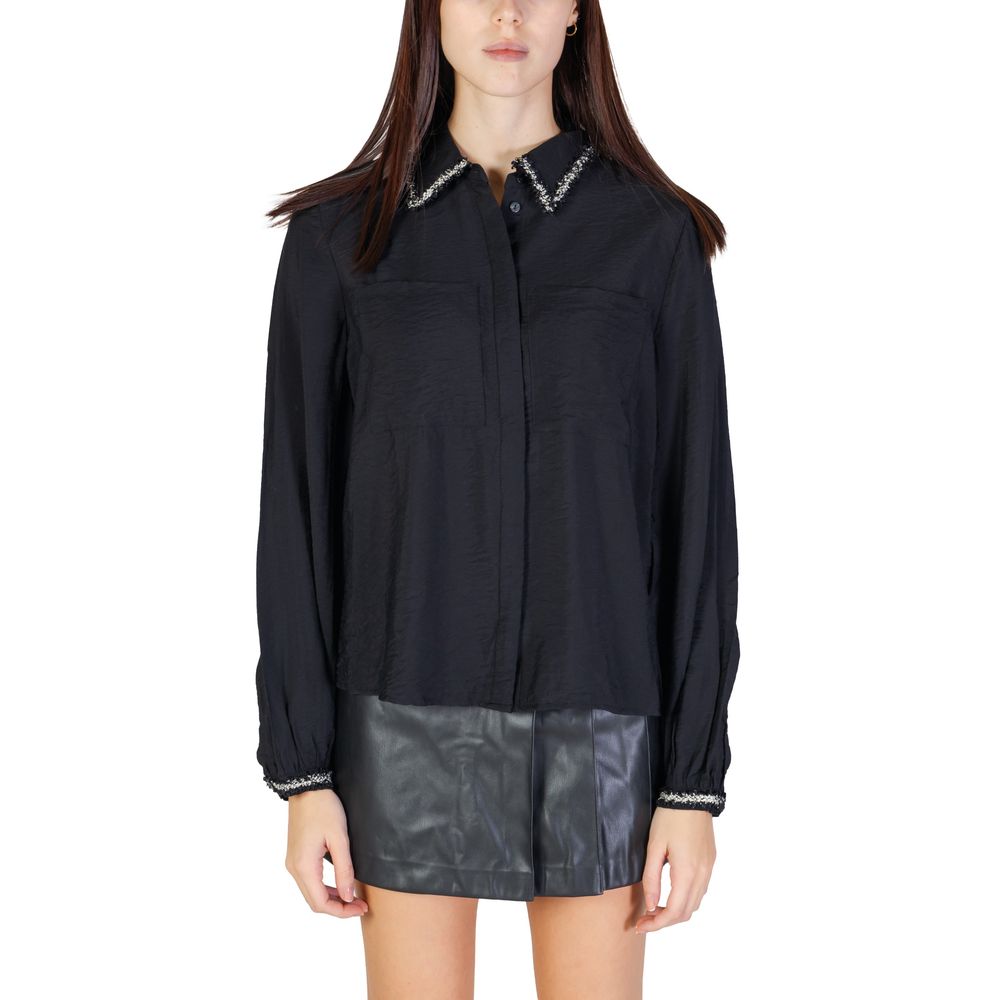 Vila Clothes Black Viscose Shirt Vila Clothes