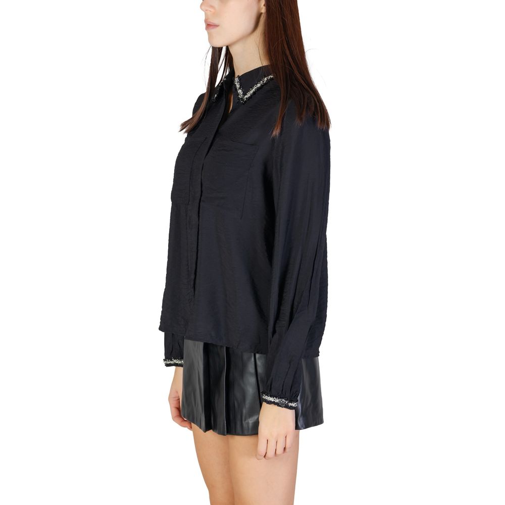 Vila Clothes Black Viscose Shirt Vila Clothes