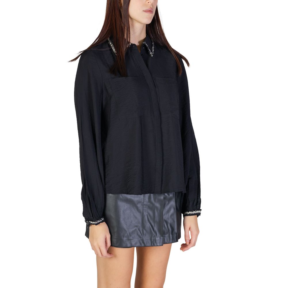 Vila Clothes Black Viscose Shirt Vila Clothes