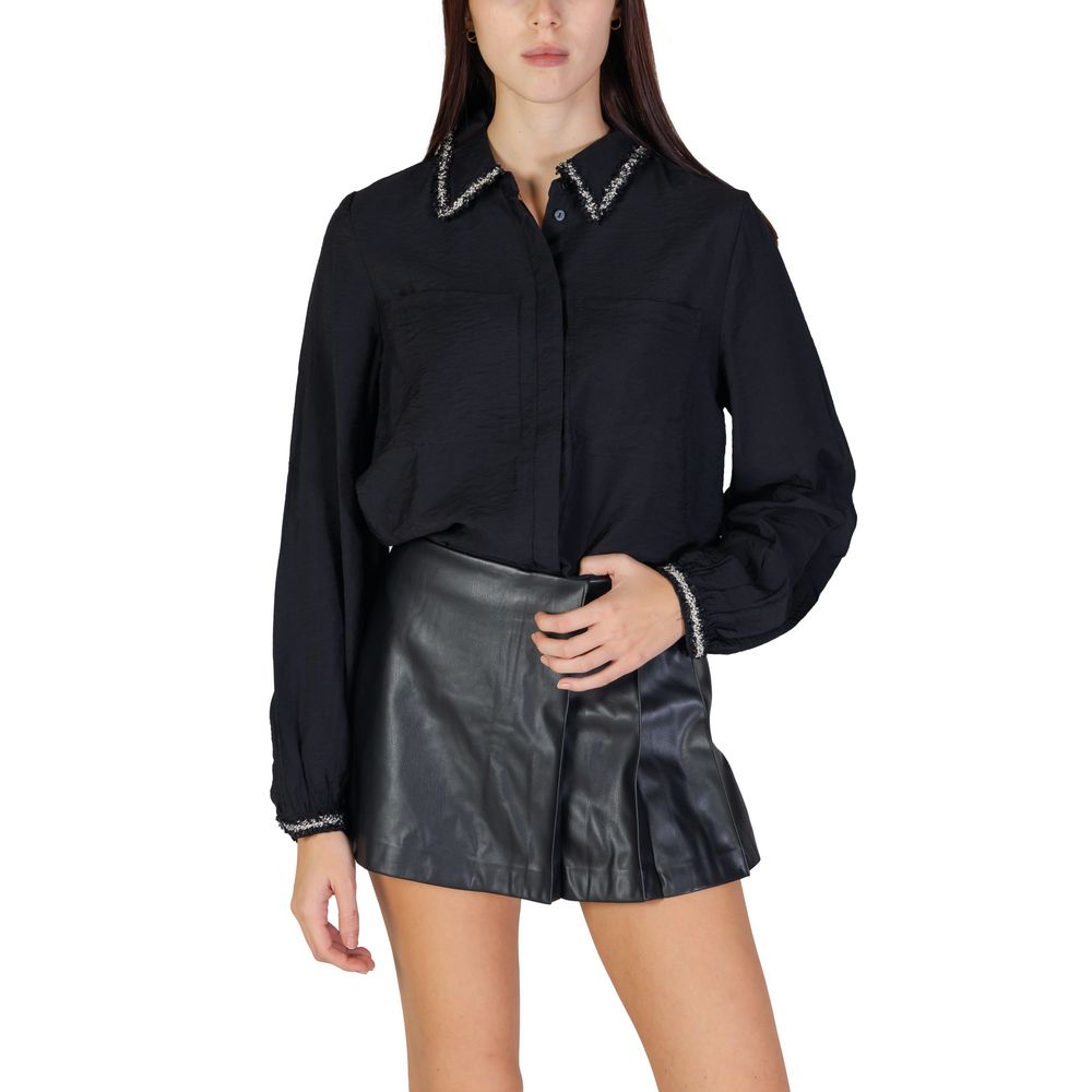 Vila Clothes Black Viscose Shirt Vila Clothes