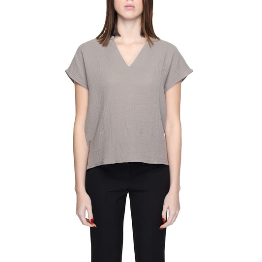 Jacqueline De Yong Beige Cotton Blouse Jacqueline De Yong