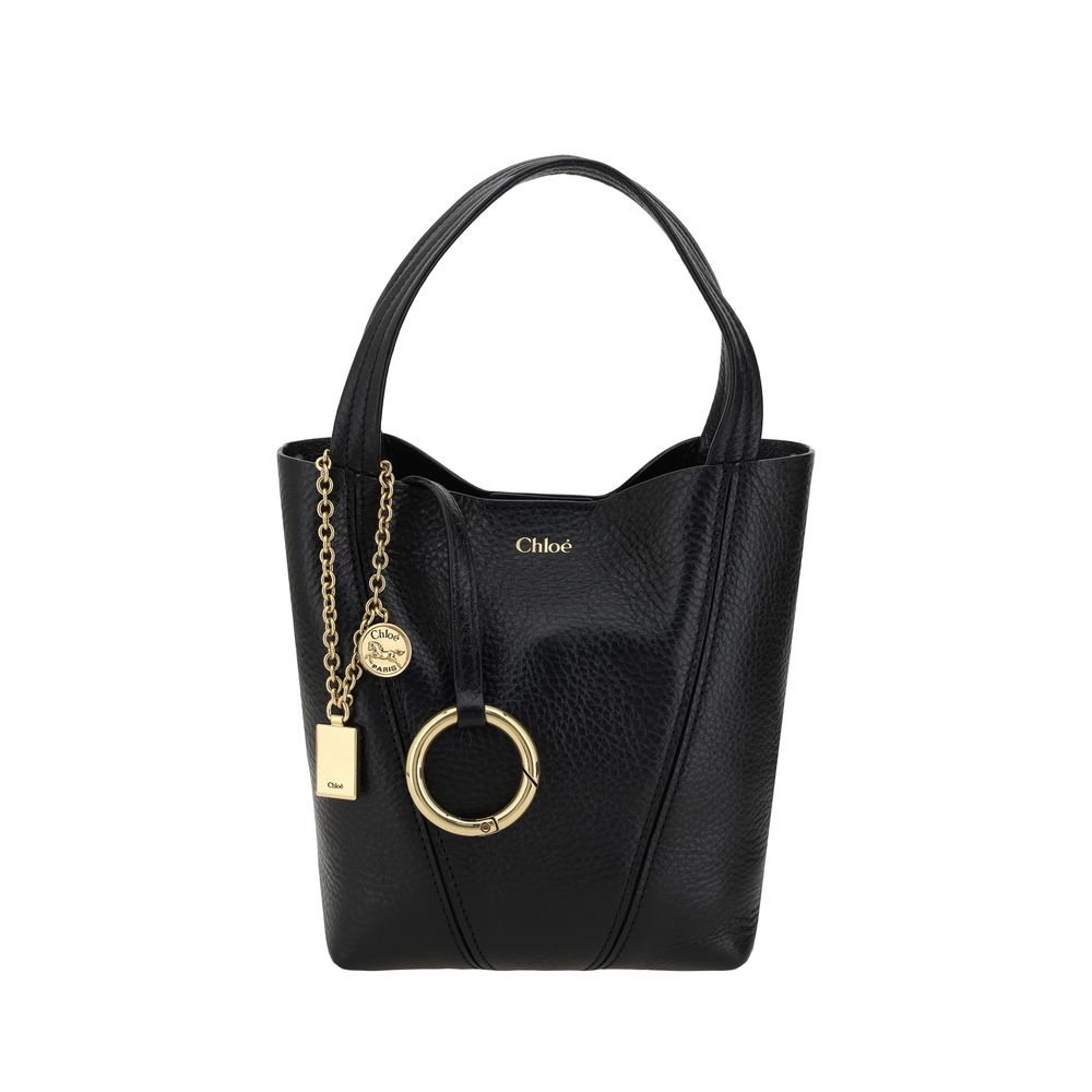 Chloé Black Calf Leather Bos Taurus Shoulder Bag with sleek design and gold-tone hardware, featuring a shoulder strap and zipper closure.