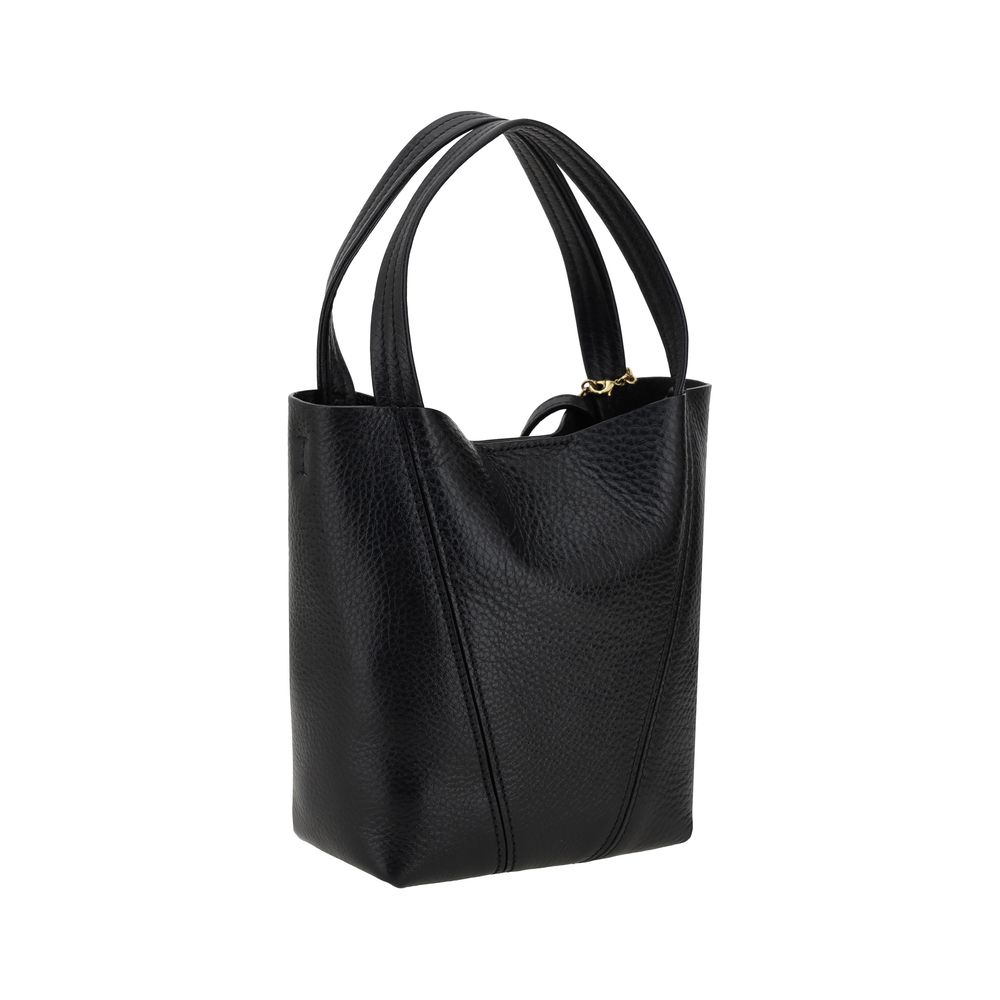 Chloé Bos Taurus shoulder bag made of black calf leather with a sleek, structured design and silver-tone hardware.