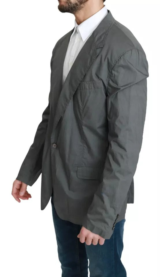 Dolce & Gabbana Gray Cotton Single Breasted Formal Blazer Dolce & Gabbana