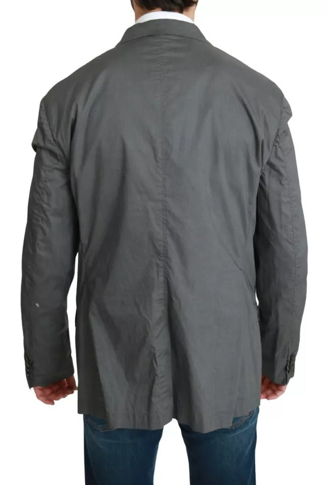 Dolce & Gabbana Gray Cotton Single Breasted Formal Blazer Dolce & Gabbana