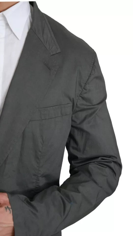 Dolce & Gabbana Gray Cotton Single Breasted Formal Blazer Dolce & Gabbana