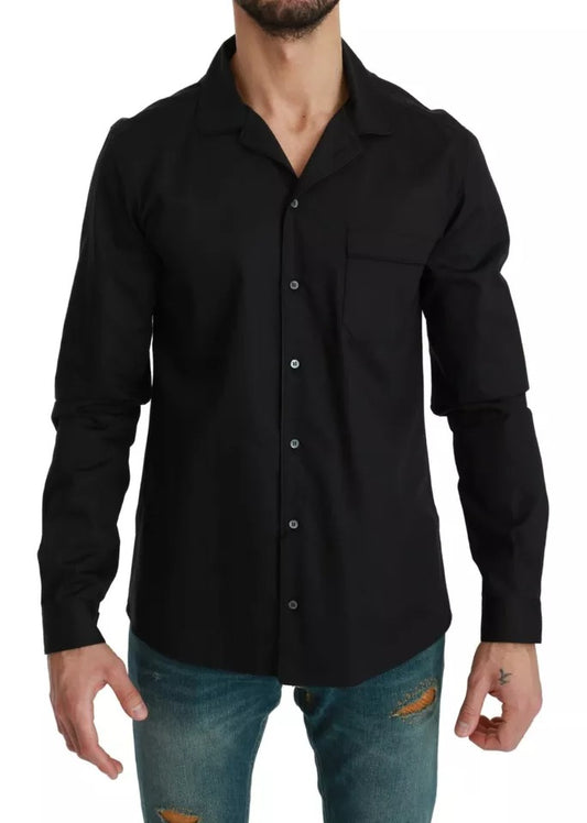 Dolce & Gabbana Blue Cotton Striped Pajama Lounge Shirt Dolce & Gabbana