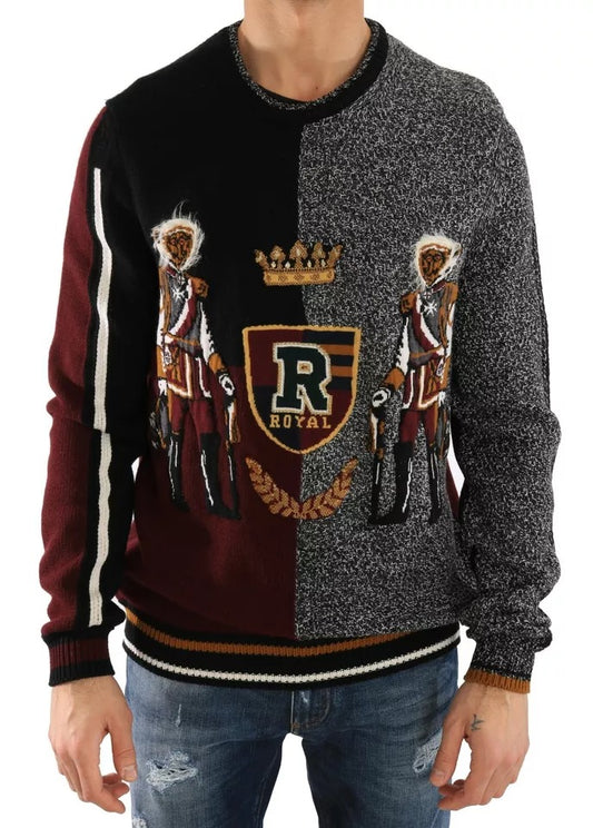 Dolce & Gabbana Multicolor KING Knight Monkey Knitted Cashmere Wool Sweater Dolce & Gabbana