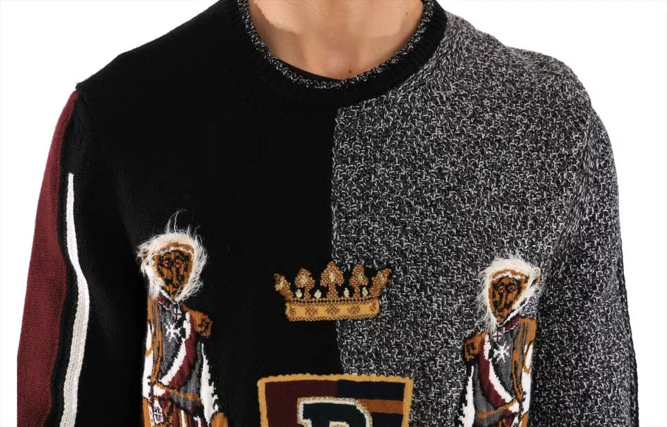Dolce & Gabbana Multicolor KING Knight Monkey Knitted Cashmere Wool Sweater Dolce & Gabbana