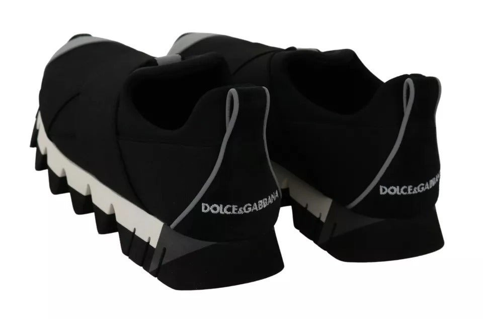 Dolce & Gabbana Black Shark Neoprene Stretch Sneakers Shoes - Eljoys Fashion 