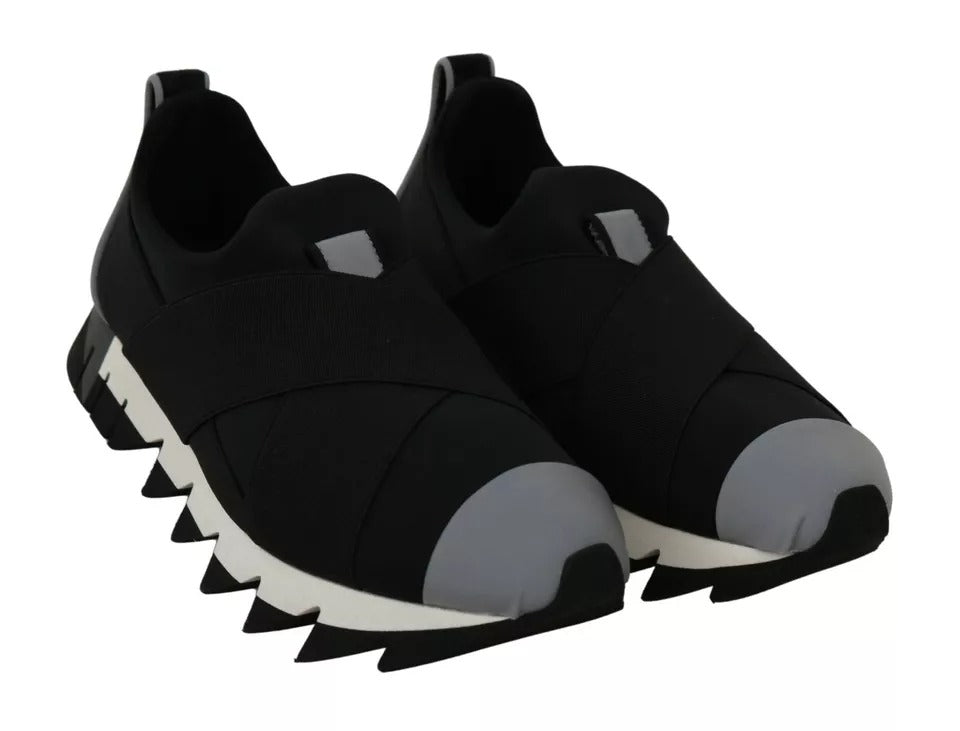 Dolce & Gabbana Black Shark Neoprene Stretch Sneakers Shoes - Eljoys Fashion 