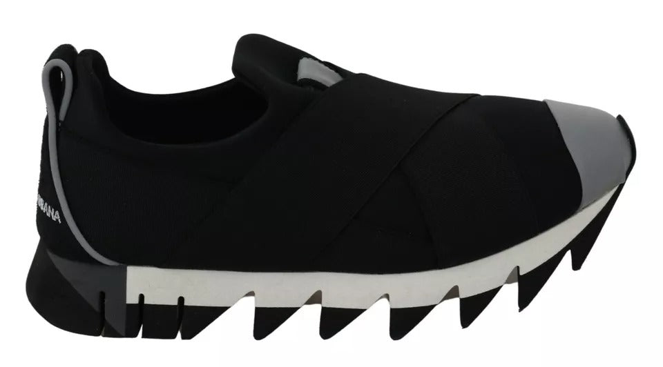 Dolce & Gabbana Black Shark Neoprene Stretch Sneakers Shoes - Eljoys Fashion 