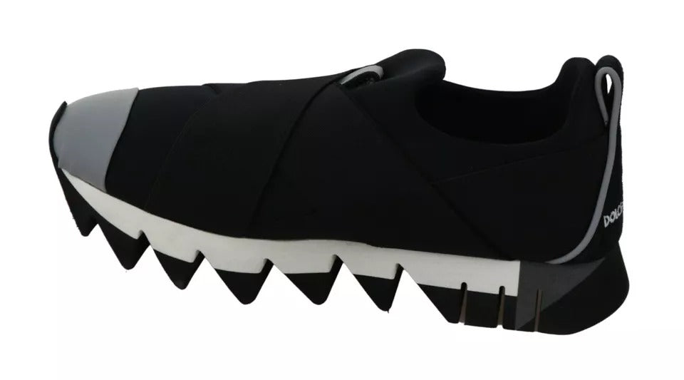 Dolce & Gabbana Black Shark Neoprene Stretch Sneakers Shoes - Eljoys Fashion 