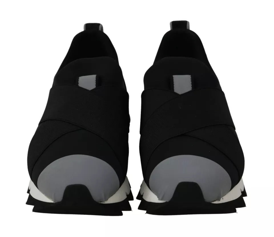 Dolce & Gabbana Black Shark Neoprene Stretch Sneakers Shoes - Eljoys Fashion 