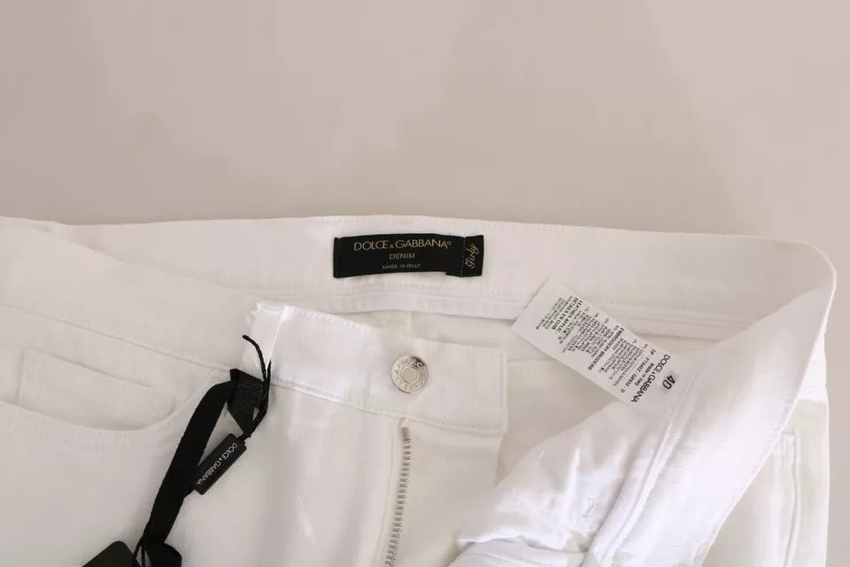Dolce & Gabbana White Crystal Embellished Skinny Jeans Dolce & Gabbana