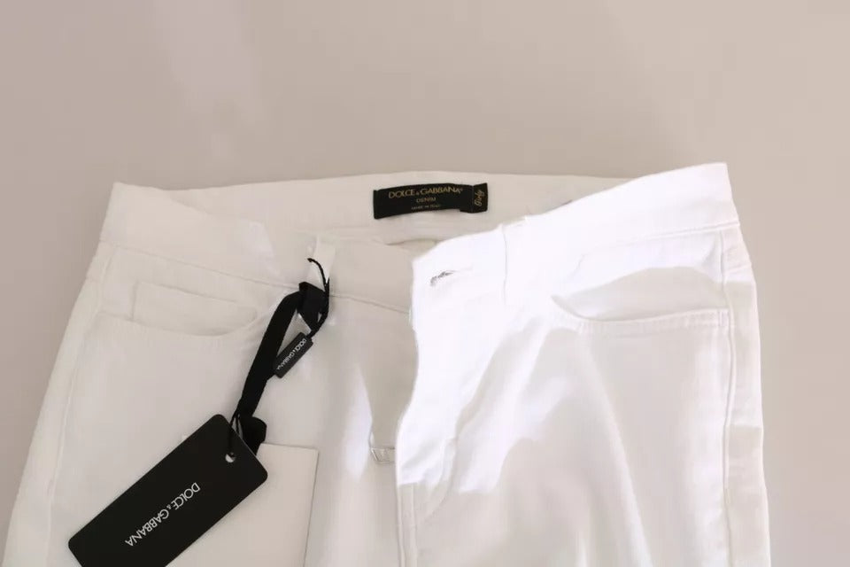 Dolce & Gabbana White Crystal Embellished Skinny Jeans Dolce & Gabbana