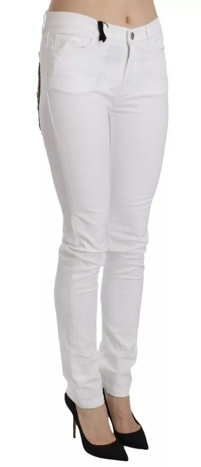 Dolce & Gabbana White Crystal Embellished Skinny Jeans Dolce & Gabbana