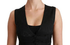 Dolce & Gabbana Black Lace Waistcoat Slim Vest Silk Top - Eljoys Fashion 