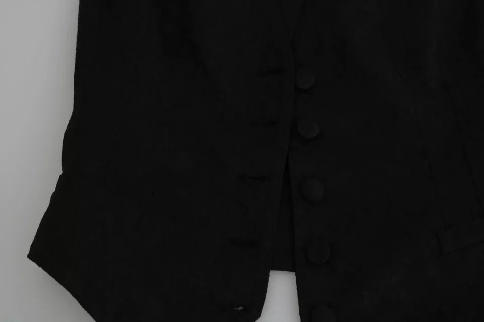 Dolce & Gabbana Black Lace Waistcoat Slim Vest Silk Top Dolce & Gabbana