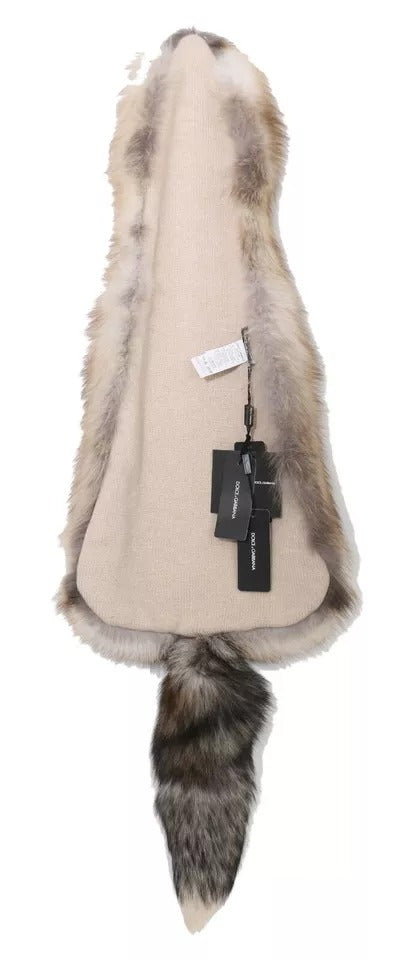 Dolce & Gabbana Brown Fox Tail Fur Shawl Neck Wrap Cover Collar Scarf Dolce & Gabbana