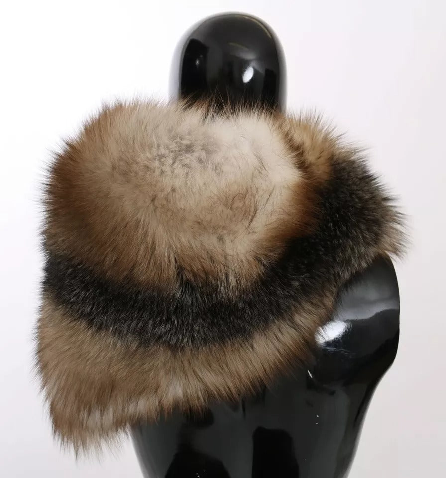 Dolce & Gabbana Brown Fox Tail Fur Shawl Neck Wrap Cover Collar Scarf Dolce & Gabbana