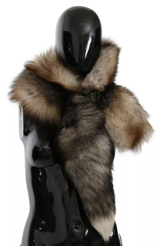 Dolce & Gabbana Brown Fox Tail Fur Shawl Neck Wrap Cover Collar Scarf Dolce & Gabbana