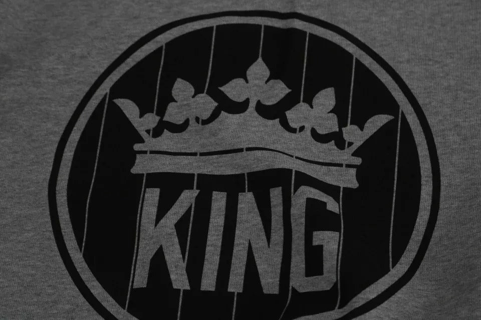 Dolce & Gabbana Gray Crown King Print Cotton Pullover Sweater Dolce & Gabbana