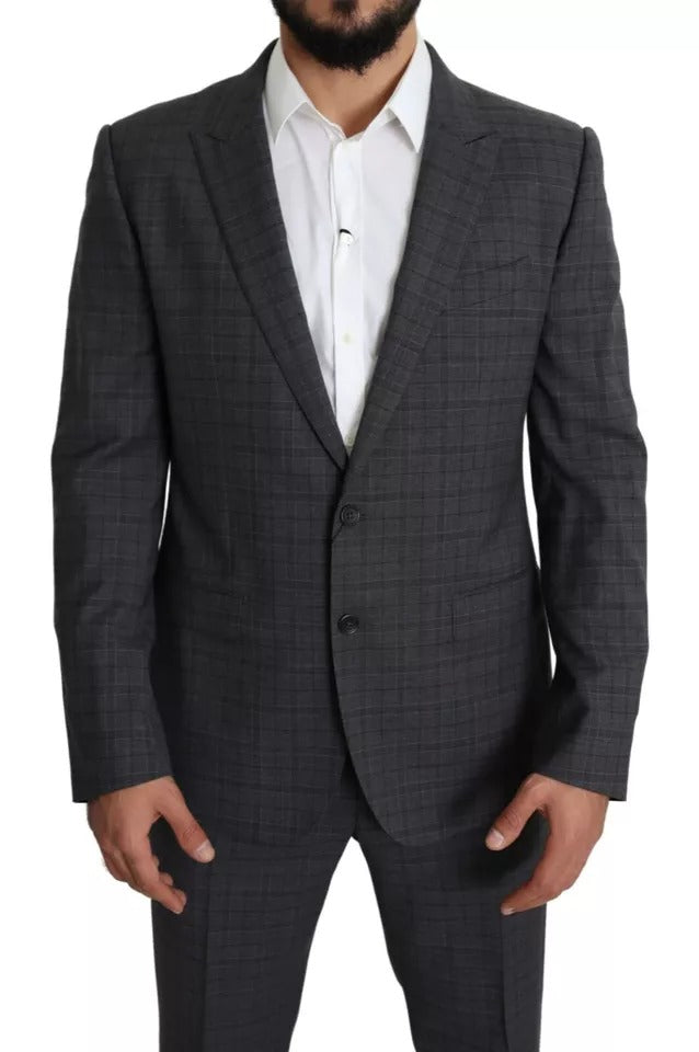Dolce & Gabbana Gray Wool Men Formal 2 Piece MARTINI Suit Dolce & Gabbana