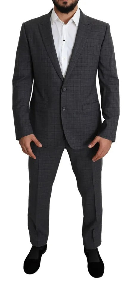 Dolce & Gabbana Gray Wool Men Formal 2 Piece MARTINI Suit Dolce & Gabbana