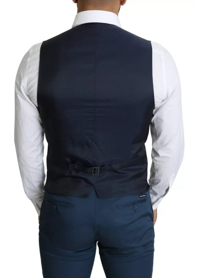 Dolce & Gabbana Navy Blue Men Formal Dress Waistcoat Vest Dolce & Gabbana