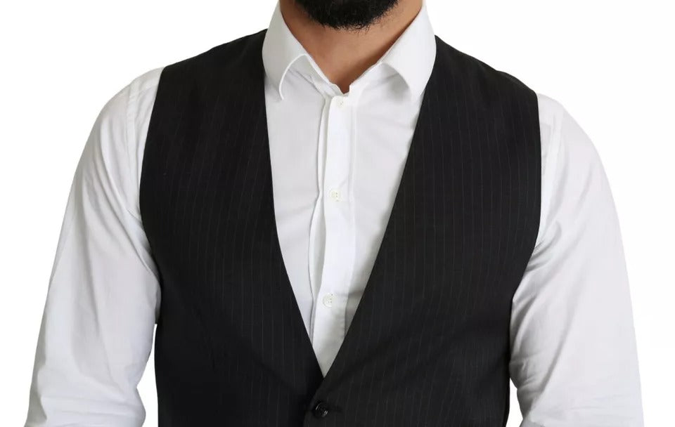 Dolce & Gabbana Black Men Formal STAFF Dress Waistcoat Vest - Eljoys Fashion 