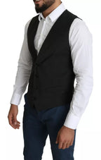 Dolce & Gabbana Black Men Formal STAFF Dress Waistcoat Vest - Eljoys Fashion 