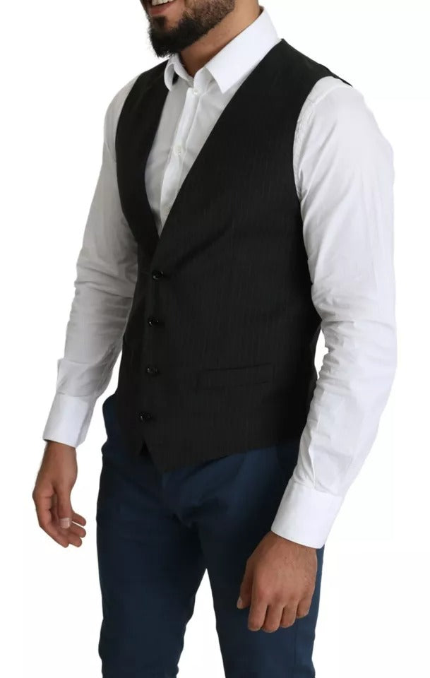 Dolce & Gabbana Black Men Formal STAFF Dress Waistcoat Vest - Eljoys Fashion 
