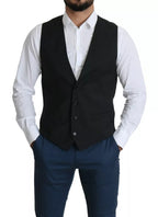 Dolce & Gabbana Black Men Formal STAFF Dress Waistcoat Vest - Eljoys Fashion 