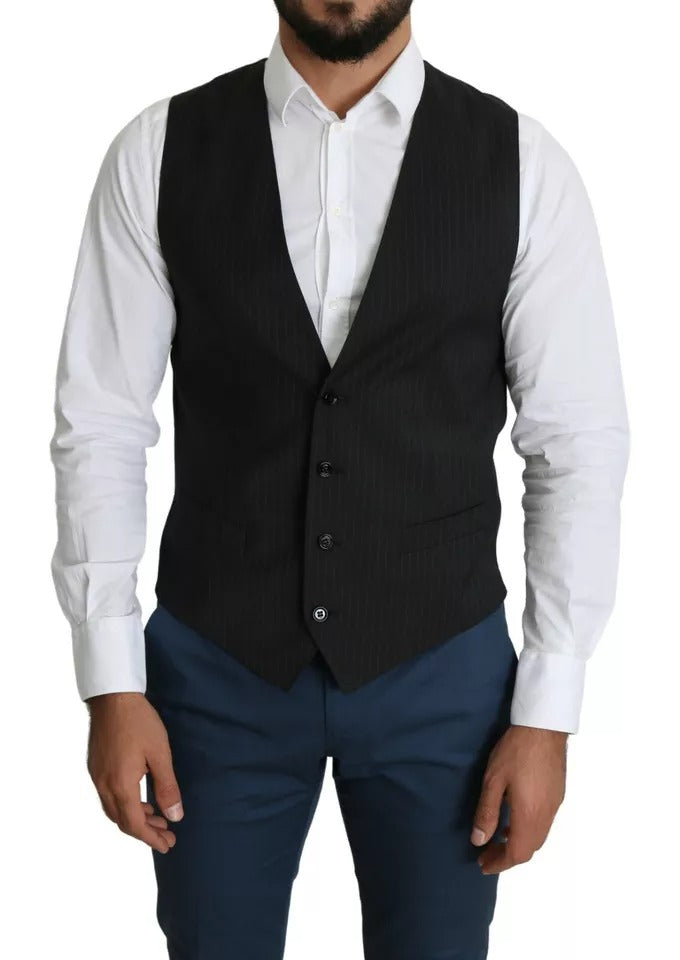 Dolce & Gabbana Black Men Formal STAFF Dress Waistcoat Vest - Eljoys Fashion 