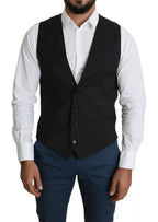 Dolce & Gabbana Black Men Formal STAFF Dress Waistcoat Vest - Eljoys Fashion 