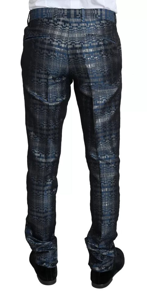Dolce & Gabbana Blue Silver Shiny 2 Piece Slim GOLD Suit - Eljoys Fashion 