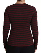 Dolce & Gabbana Black Red Striped Womens Cardigan Sweater - Eljoys Fashion 