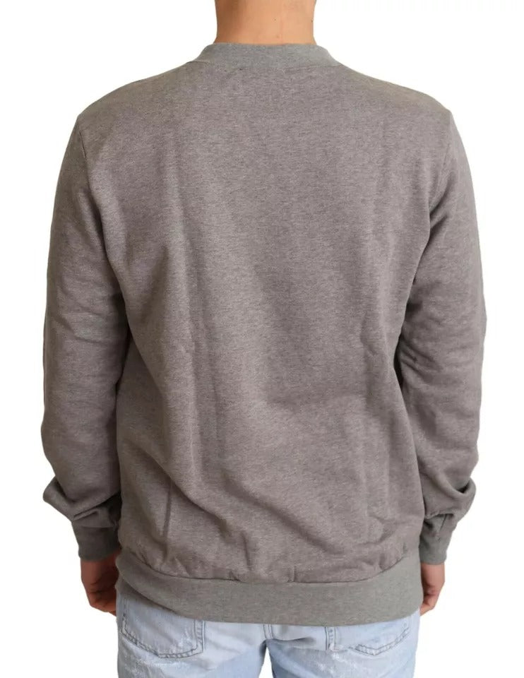 Dolce & Gabbana Gray Crown King Cotton Pullover Sweater Dolce & Gabbana