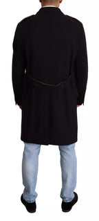 Dolce & Gabbana Blue Trench Coat Long Wool Stretch Jacket - Eljoys Fashion 