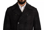 Dolce & Gabbana Black Trench Coat Check Wool Jacket - Eljoys Fashion 