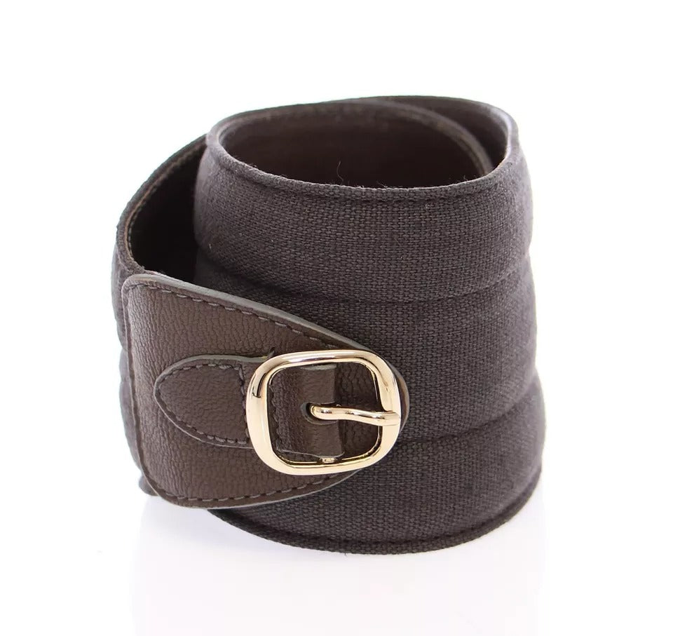 Dolce & Gabbana Brown D&G Leather Linnen Logo Belt - Eljoys Fashion 