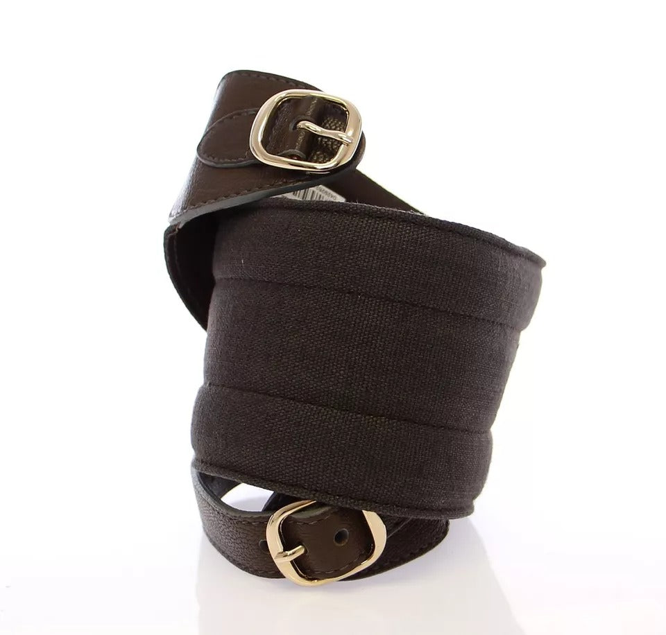 Dolce & Gabbana Brown D&G Leather Linnen Logo Belt - Eljoys Fashion 