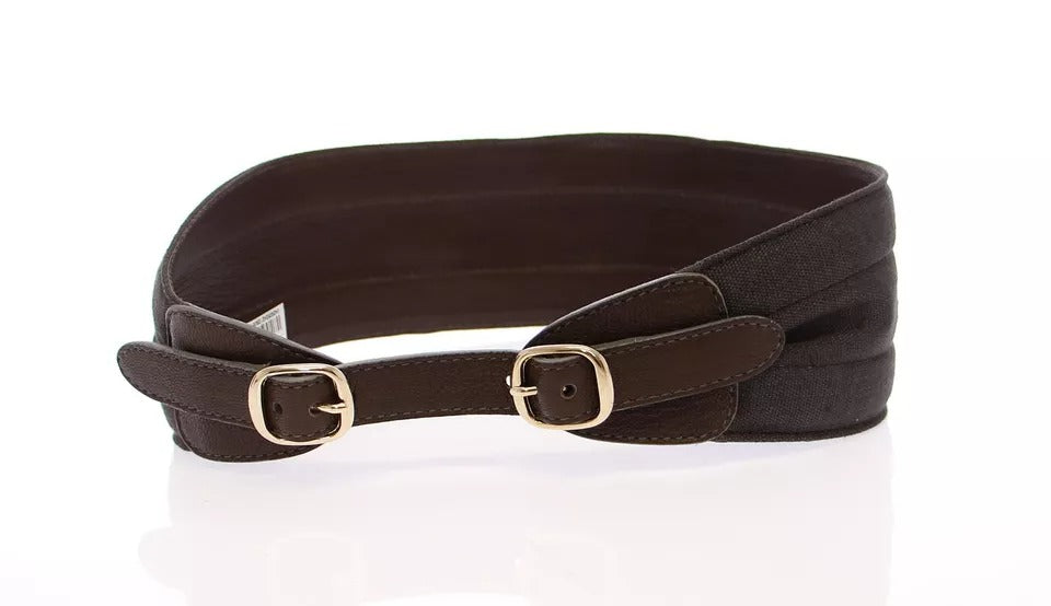 Dolce & Gabbana Brown D&G Leather Linnen Logo Belt - Eljoys Fashion 