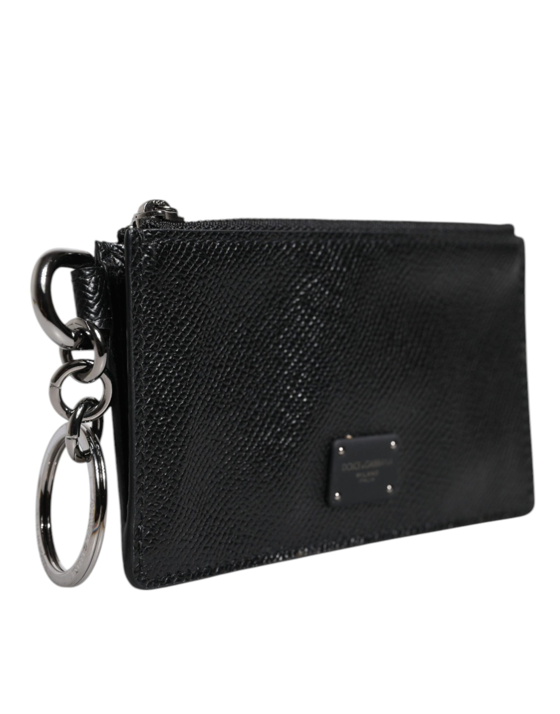 Dolce & Gabbana Black Calfskin Leather DG Logo Card Holder Wallet Dolce & Gabbana