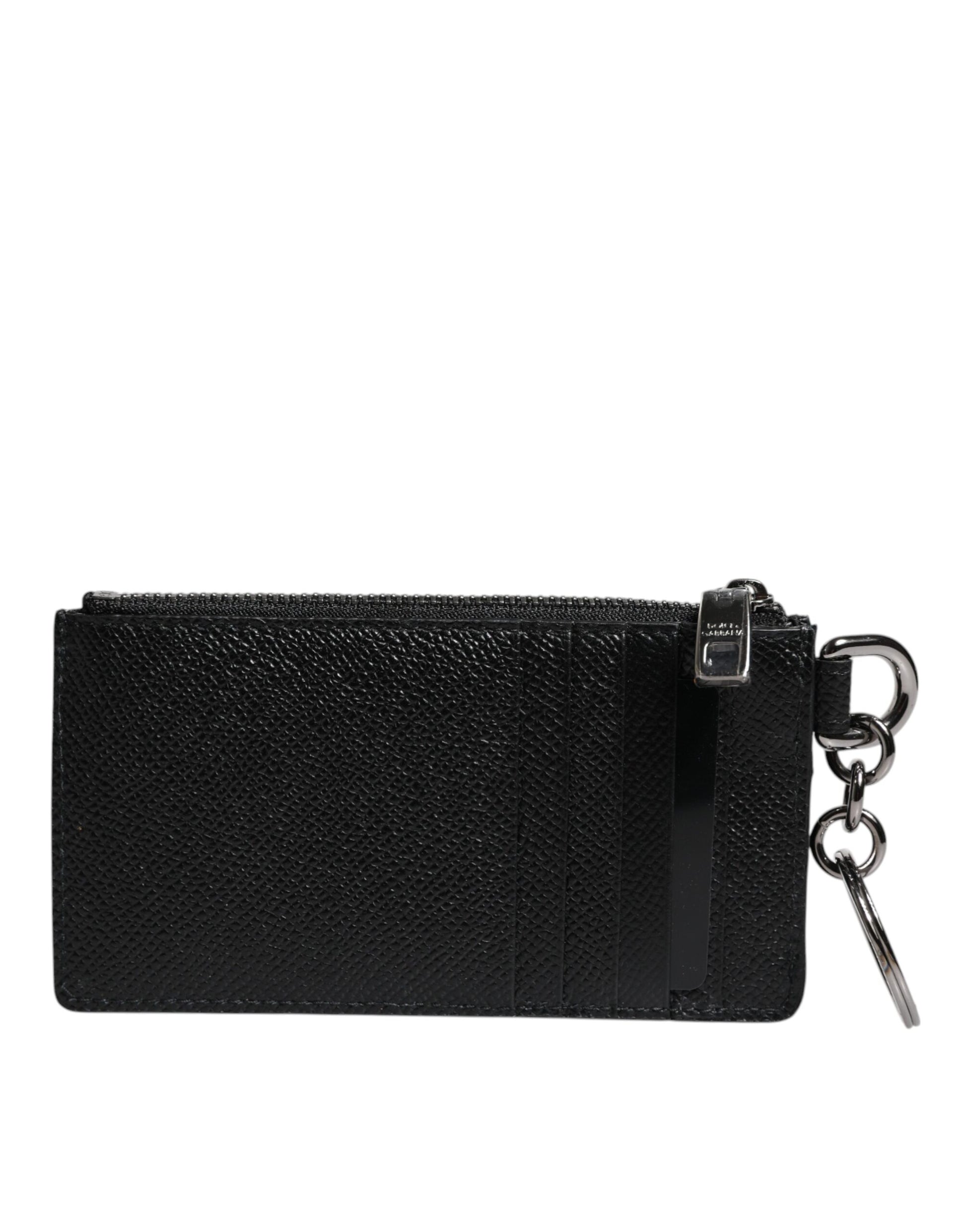Dolce & Gabbana Black Calfskin Leather DG Logo Card Holder Wallet Dolce & Gabbana