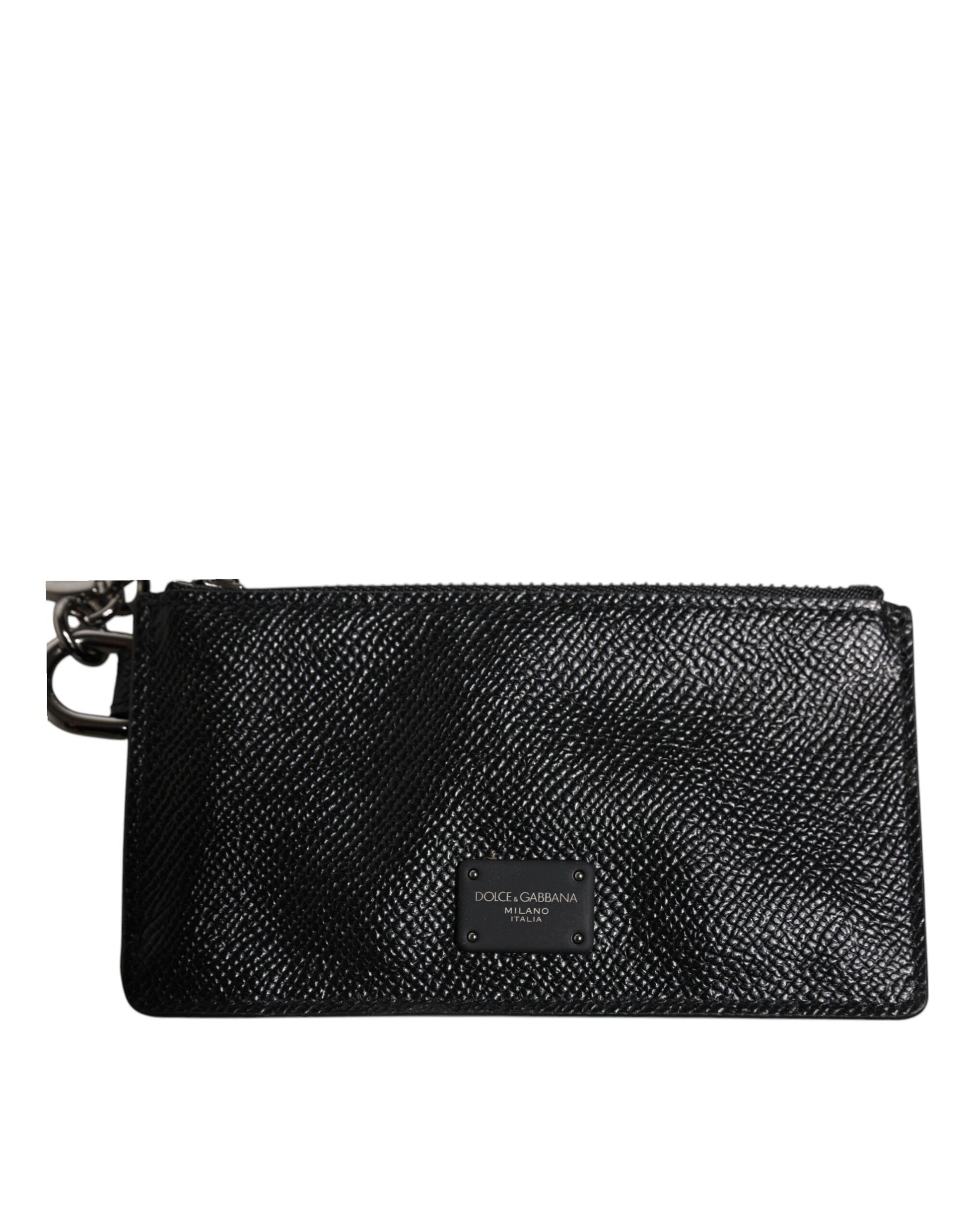 Dolce & Gabbana Black Calfskin Leather DG Logo Card Holder Wallet Dolce & Gabbana