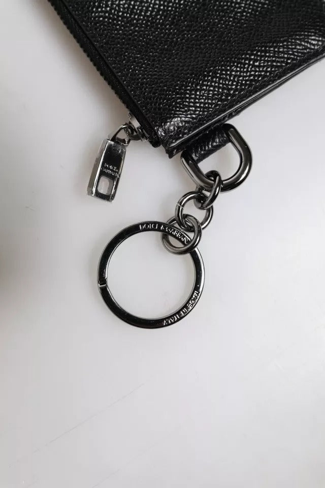 Dolce & Gabbana Black Calfskin Leather DG Logo Card Holder Wallet Dolce & Gabbana