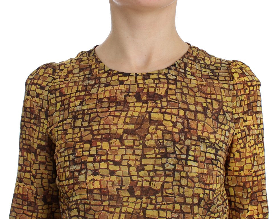 Dolce & Gabbana Multicolor Mosaic Print Silk Blouse T-shirt Dolce & Gabbana