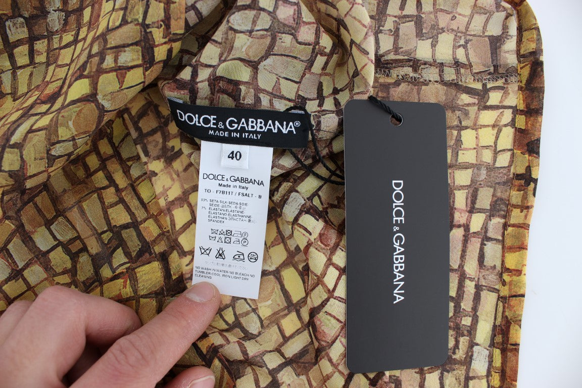 Dolce & Gabbana Multicolor Mosaic Print Silk Blouse T-shirt Dolce & Gabbana